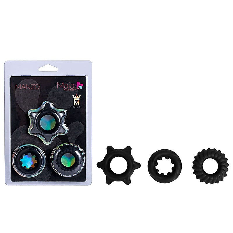 Manzo Stretchy Silicone Cock Rings By Maia Toys - Cock Ring Sets