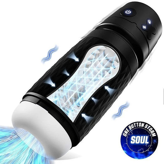 CyberSkin B-Warrior Sucking and Vibrating Mens Masturbator Black