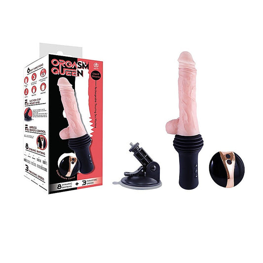 Excellent Power Orgasm Queen Remote Controlled Vibrating & Thrusting Dildo Machine Flesh