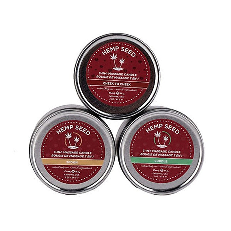 Hemp Seed Lovers Mini Scented Candles 3 Pack By Earthly Body - Sex Pheromones and Perfumes