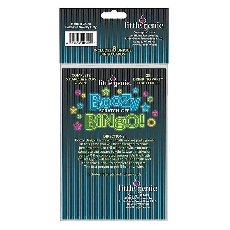 Boozy Bingo Drinking Scratcher Card By Little Genie - Party Gifts and Novelties