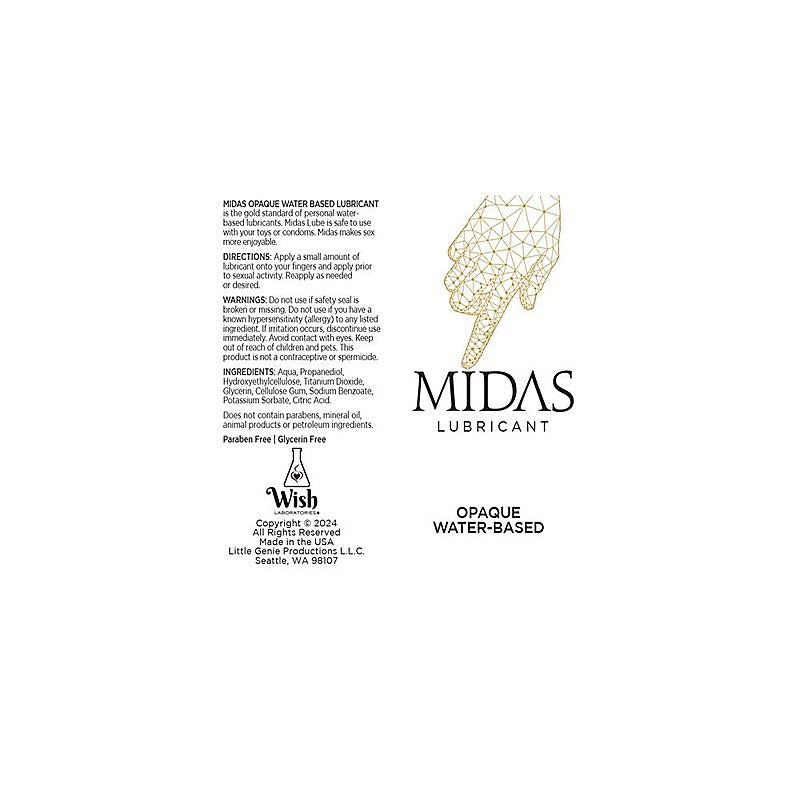 Midas Opaque Water Based Lubricant By Little Genie - Water Based Lubes