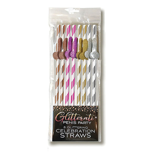 Little Genie Glitterati Coloured Party Tall Straws 8 Pack