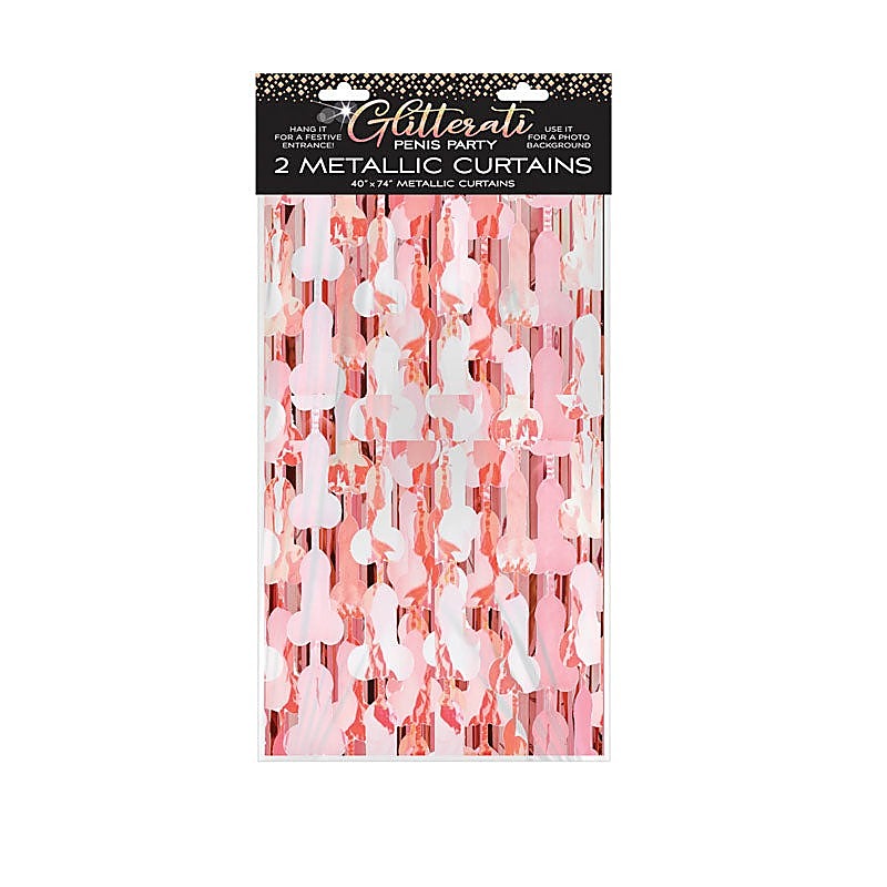 Glitterati Novelty Party Penis Foil Curtains By Little Genie - Party Gifts and Novelties