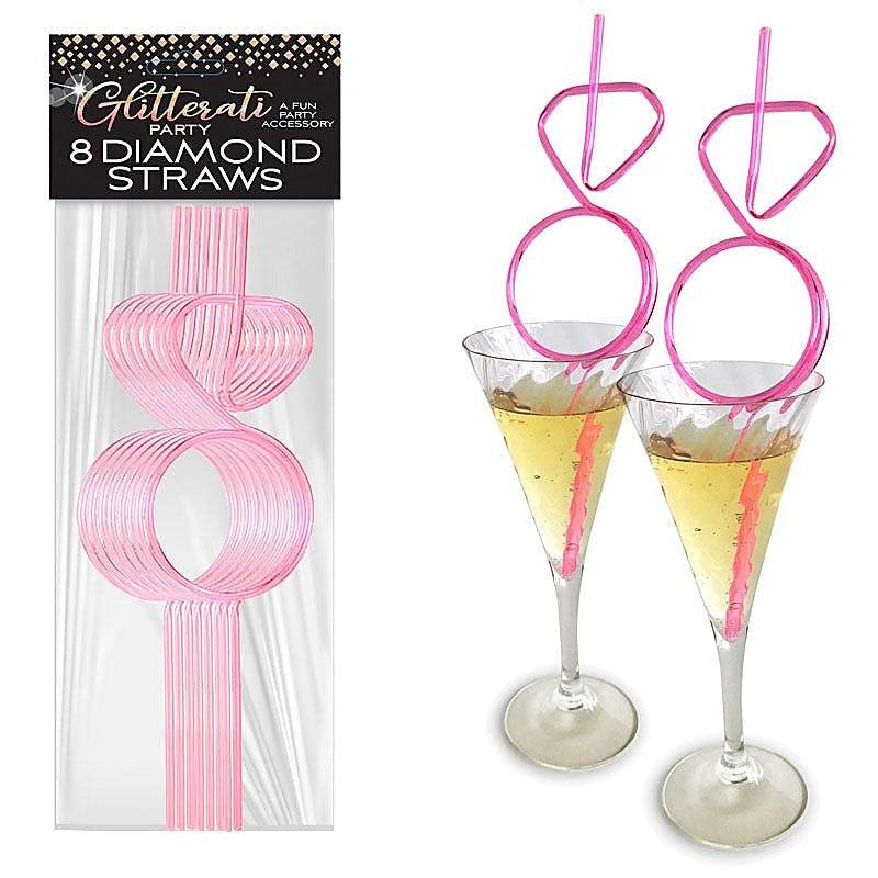 Glitterati Hens Party Novelty Diamond Straw Set Of 8 - Party Gifts and Novelties