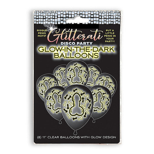 Little Genie Glitterati Disco Party Glow In The Dark Hens Party Balloons 8 Pack