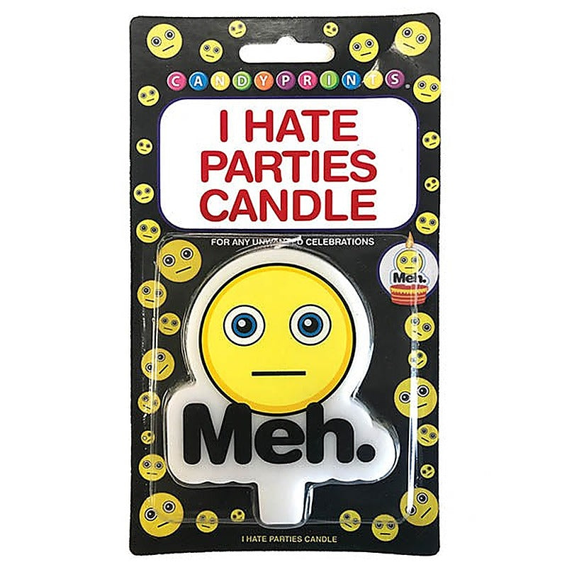 Meh I Hate Parties Novelty Candle By Little Genie - Party Gifts and Novelties