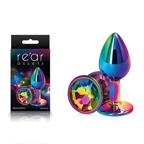Rear Assets Multi Coloured Gem Base Metal Butt Plug - Butt Plugs