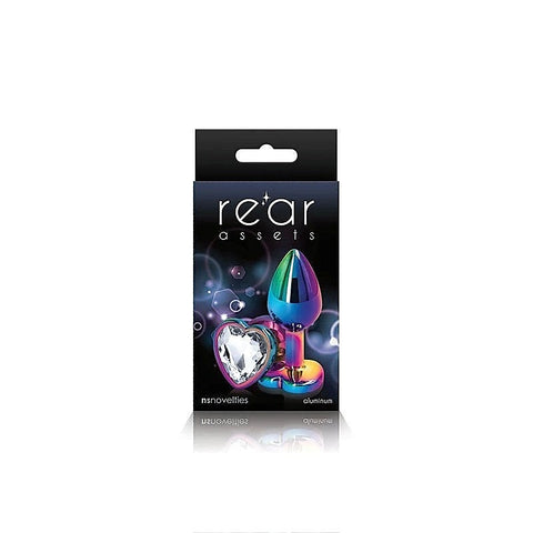 Rear Assets Multi Coloured Heart Shape Gem Base Butt Plug - Butt Plugs