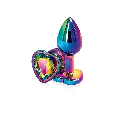 Rear Assets Multi Coloured Heart Shape Gem Base Butt Plug - Butt Plugs