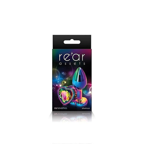Rear Assets Multi Coloured Heart Shape Gem Base Butt Plug - Butt Plugs