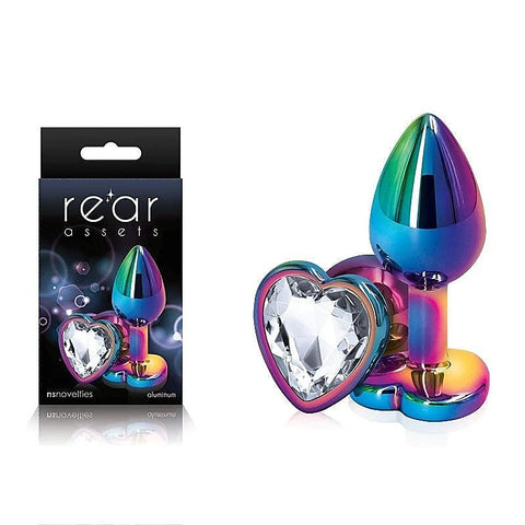 Rear Assets Multi Coloured Heart Shape Gem Base Butt Plug - Butt Plugs