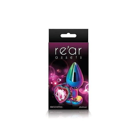 Rear Assets Multi Coloured Anal Plug With Heart Gem Base - Butt Plugs