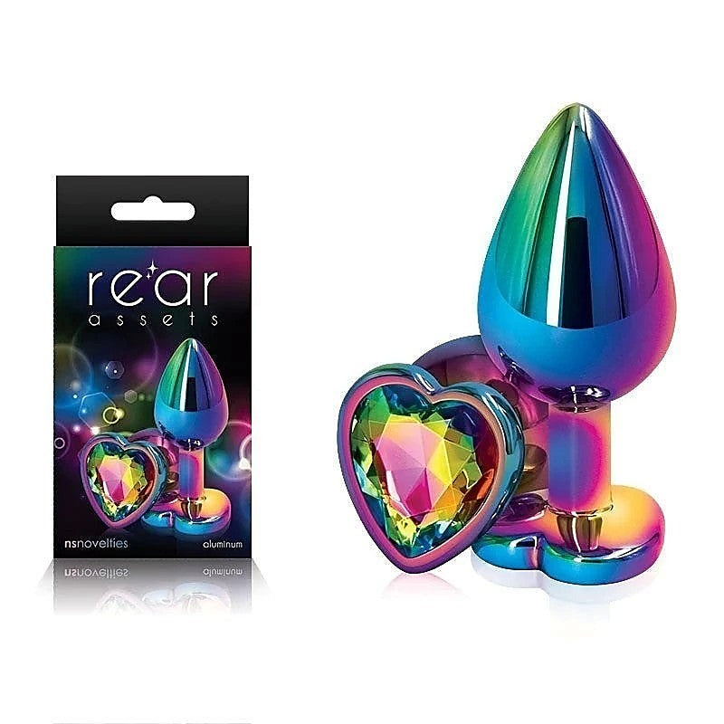 Rear Assets Multi Coloured Anal Plug With Heart Gem Base - Butt Plugs
