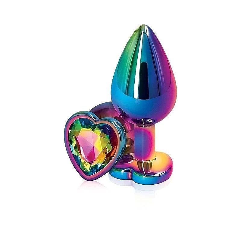 Rear Assets Multi Coloured Anal Plug With Heart Gem Base - Butt Plugs