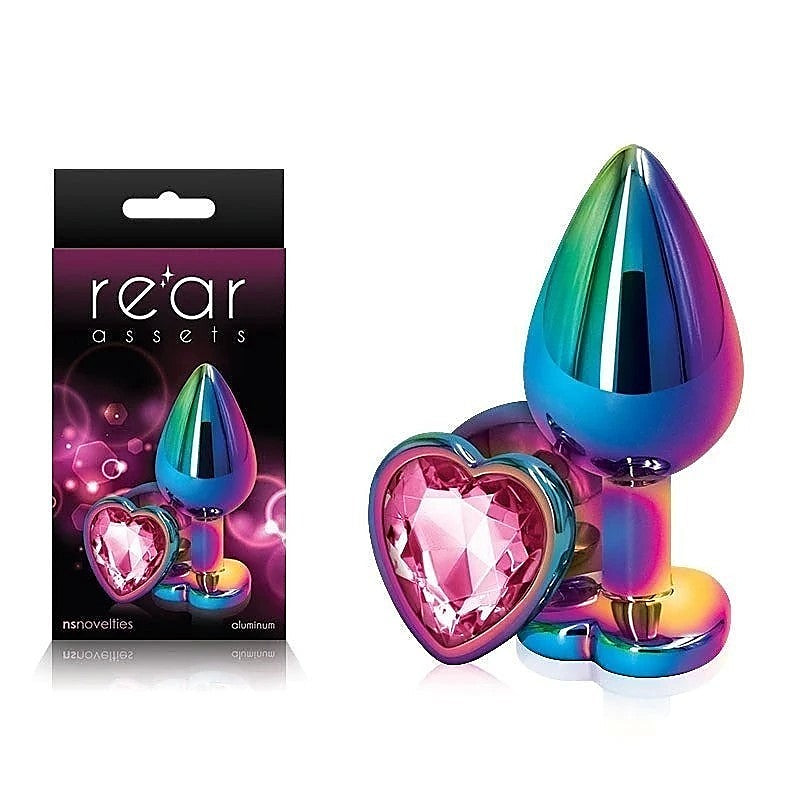Rear Assets Multi Coloured Anal Plug With Heart Gem Base - Butt Plugs