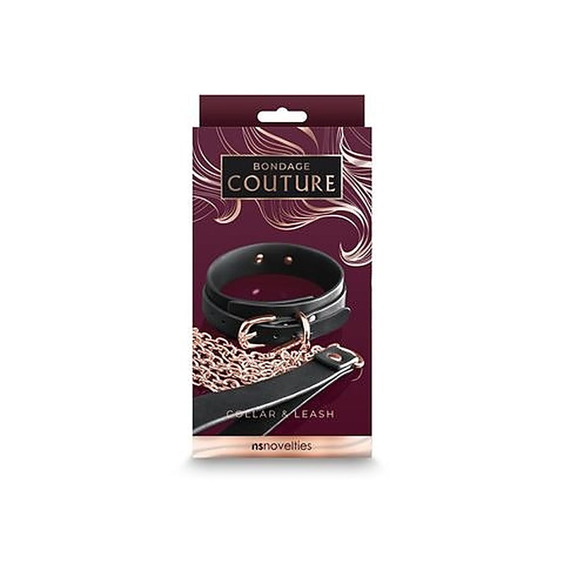 NS Novelties Bondage Couture Collar & Leash Black - Collars and Leads