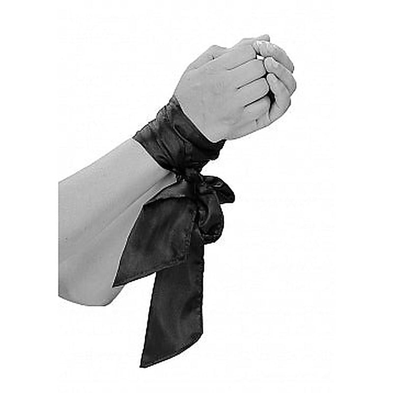 Shots Toys OUCH Black & White Bondage Silky Ribbon - Cuffs And Restraints