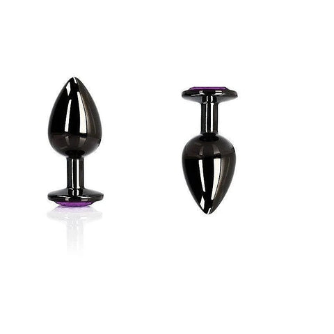 Ouch Heart Gem Base Gunmetal Butt Plug Medium By Shots Toys - Butt Plugs