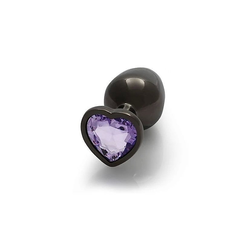 Ouch Heart Gem Base Gunmetal Butt Plug Medium By Shots Toys - Butt Plugs