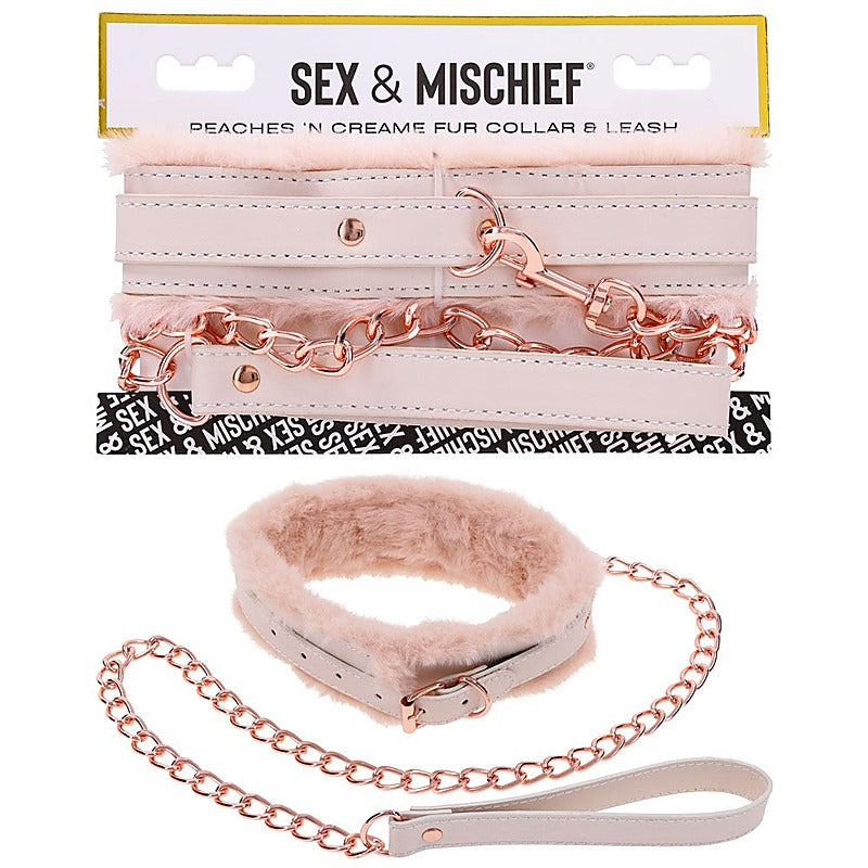 Peaches N Creame Fur Collar & Leash By Sportsheets - Collars and Leads