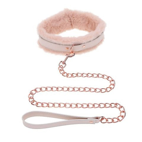 Peaches N Creame Fur Collar & Leash By Sportsheets - Collars and Leads