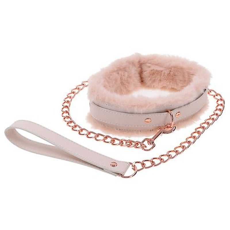 Peaches N Creame Fur Collar & Leash By Sportsheets - Collars and Leads