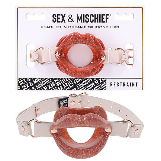 Sportsheets Sex & Mischief Peaches N CreaMe Silicone Lips BDSM Gag - Bondage Gags and Bits