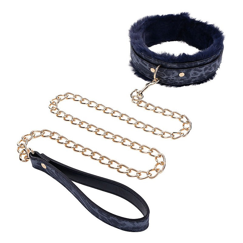 Cougar Fur Bondage Collar & Leash By Sportsheets - Collars and Leads
