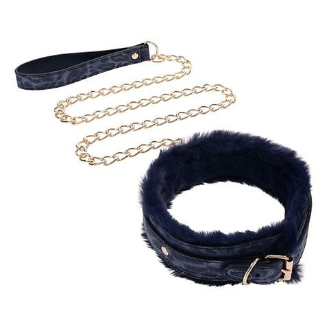 Cougar Fur Bondage Collar & Leash By Sportsheets - Collars and Leads
