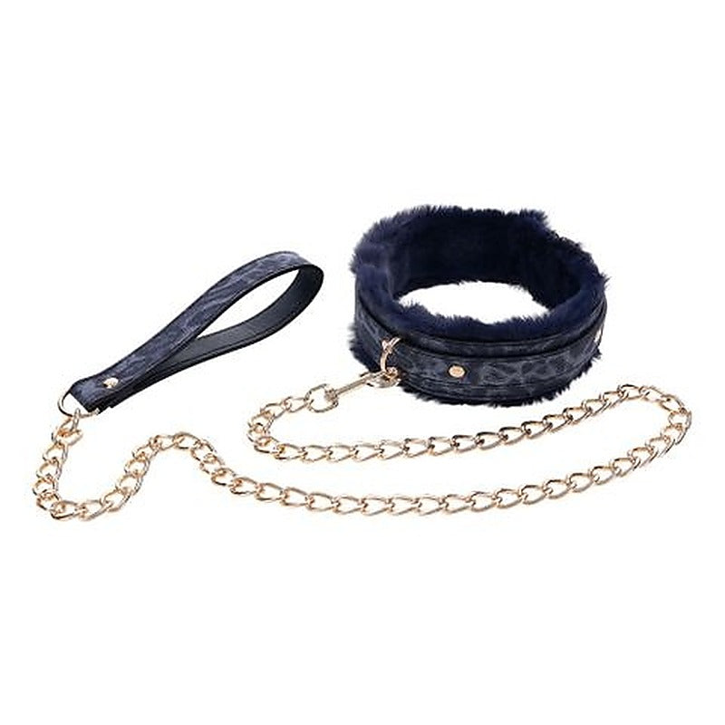 Cougar Fur Bondage Collar & Leash By Sportsheets - Collars and Leads