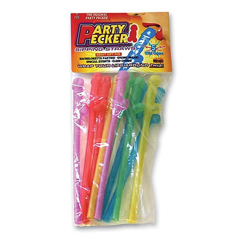 Party Pecker Sipping Coloured Dicky Straws By Ozze Creations - Party Gifts and Novelties