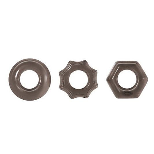 Zero Tolerance Triple Thick Cock Ring Set 3 Piece Smoke - Cock Ring Sets