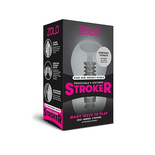 Zolo Grey Mini Double Bubble Male Stroker Sleeve Grey