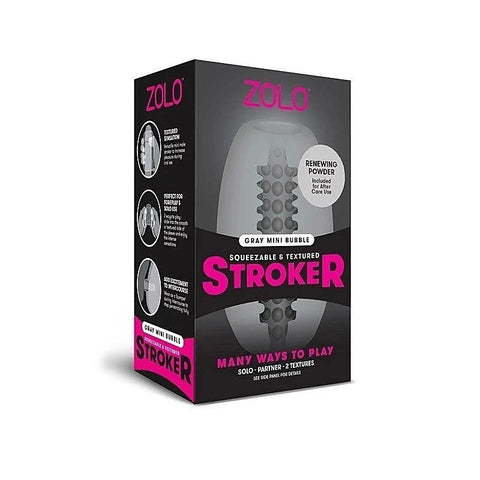 Zolo Grey Mini Bubble Squeezable & Textured Stroker Grey