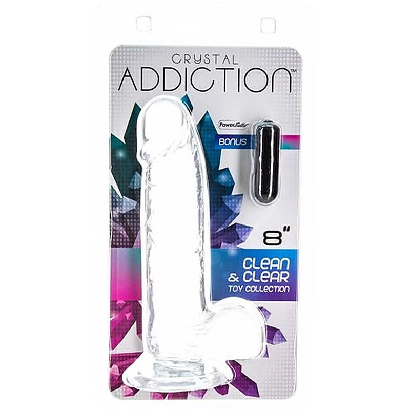 Addiction Crystal Realistic Dildo With Balls Clear - Realistic Dildos
