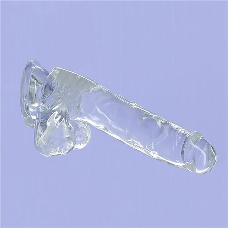 Addiction Crystal Realistic Dildo With Balls Clear - Realistic Dildos