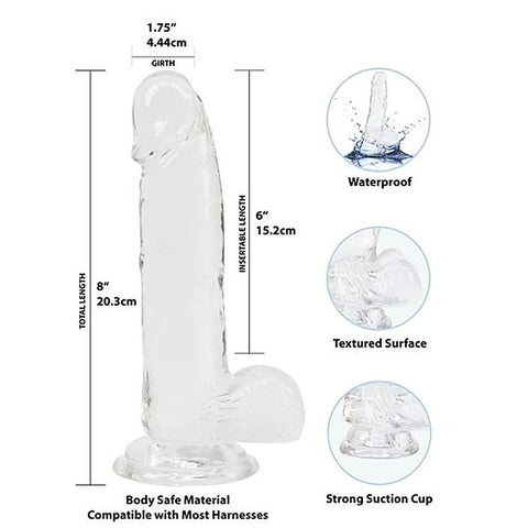 Addiction Crystal Realistic Dildo With Balls Clear - Realistic Dildos