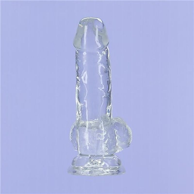 Addiction Crystal Realistic Dildo With Balls Clear - Realistic Dildos