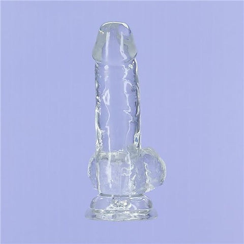 Addiction Crystal Realistic Dildo With Balls Clear - Realistic Dildos