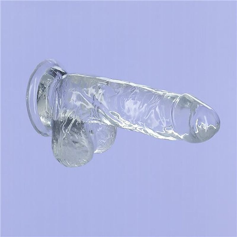 Addiction Crystal Realistic Dildo With Balls Clear - Realistic Dildos