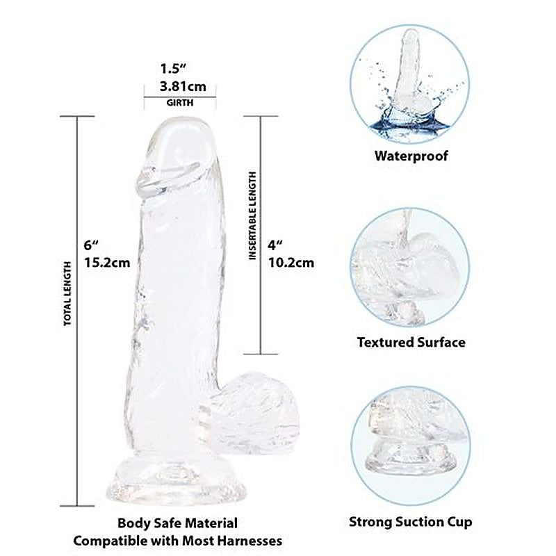 Addiction Crystal Realistic Dildo With Balls Clear - Realistic Dildos