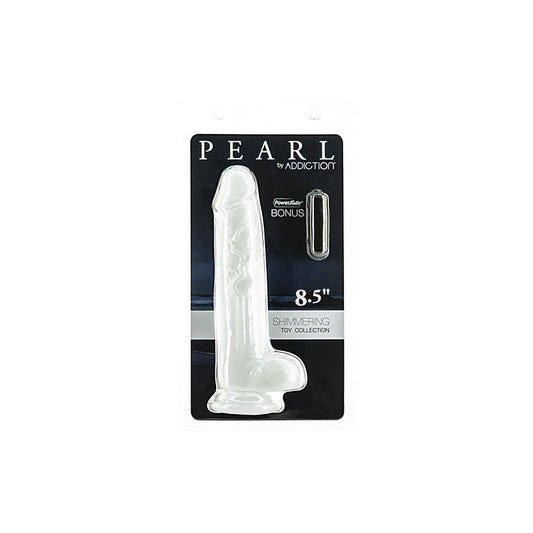 Addiction Pearl Suction Cup Realistic Dildo 8.5 Inch Pearl White