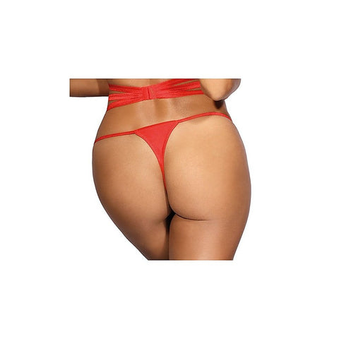 Microfiber And Lace G-String Panty With Studs Red - G-Strings, Panties and Shorts