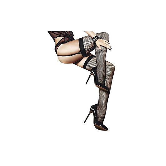 Baci Lingerie Fishnet Thigh High With Back Seam One Size