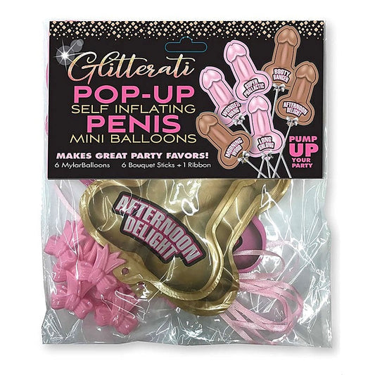 Little Genie's Glittering Penis Balloons - 6 Pack - Bachelorette and Bucks