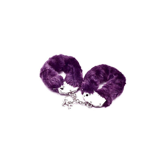 Lovetoy Fetish Pleasure Fluffy Bondage Hand Cuff Purple - Cuffs And Restraints
