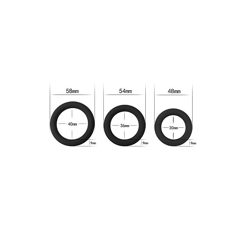 Thick Stretchy Silicone Cock Rings Set 3 Piece By Lovetoy - Cock Ring Sets