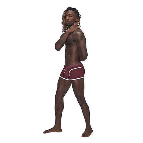 Male Power Sport Mesh Stretchy Mens Mini Short Burgundy
