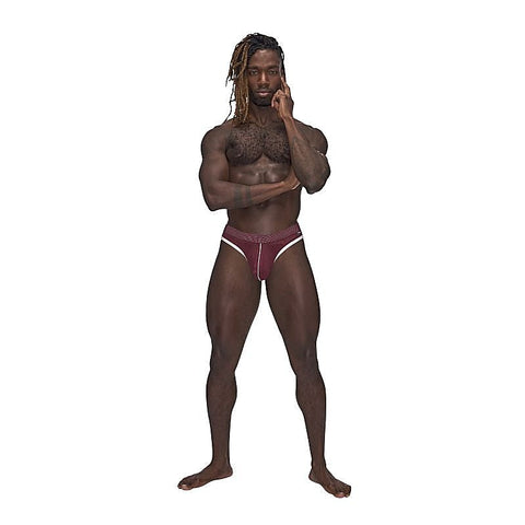 Male Power Sport Stretchy Mens Mesh Thong Burgundy